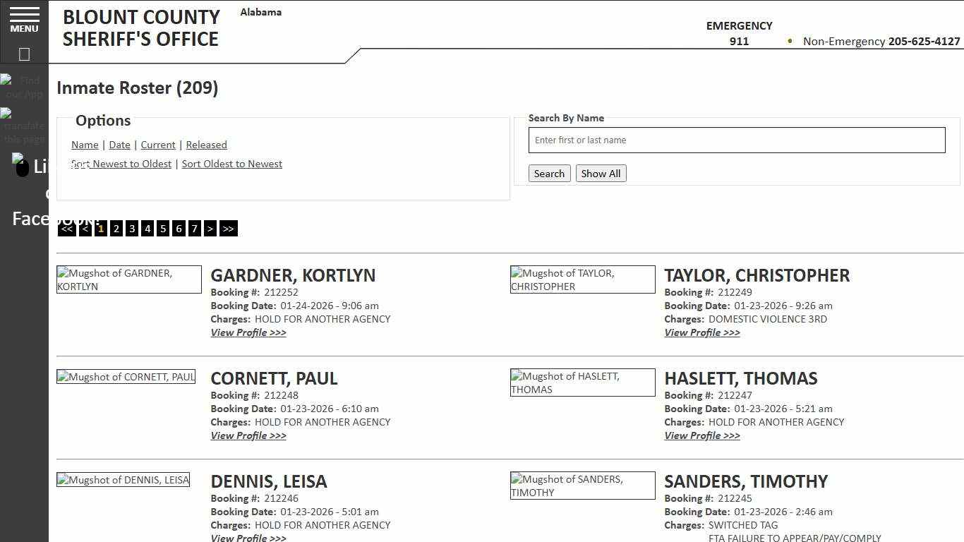 Inmate Roster - Current Inmates Booking Date Descending - Blount County Sheriff AL